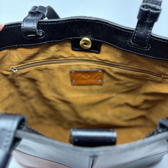 Patricia Nash Tote Bag Danville Colorblock Black British Tan Leather NWT Purse - Picture 10 of 11